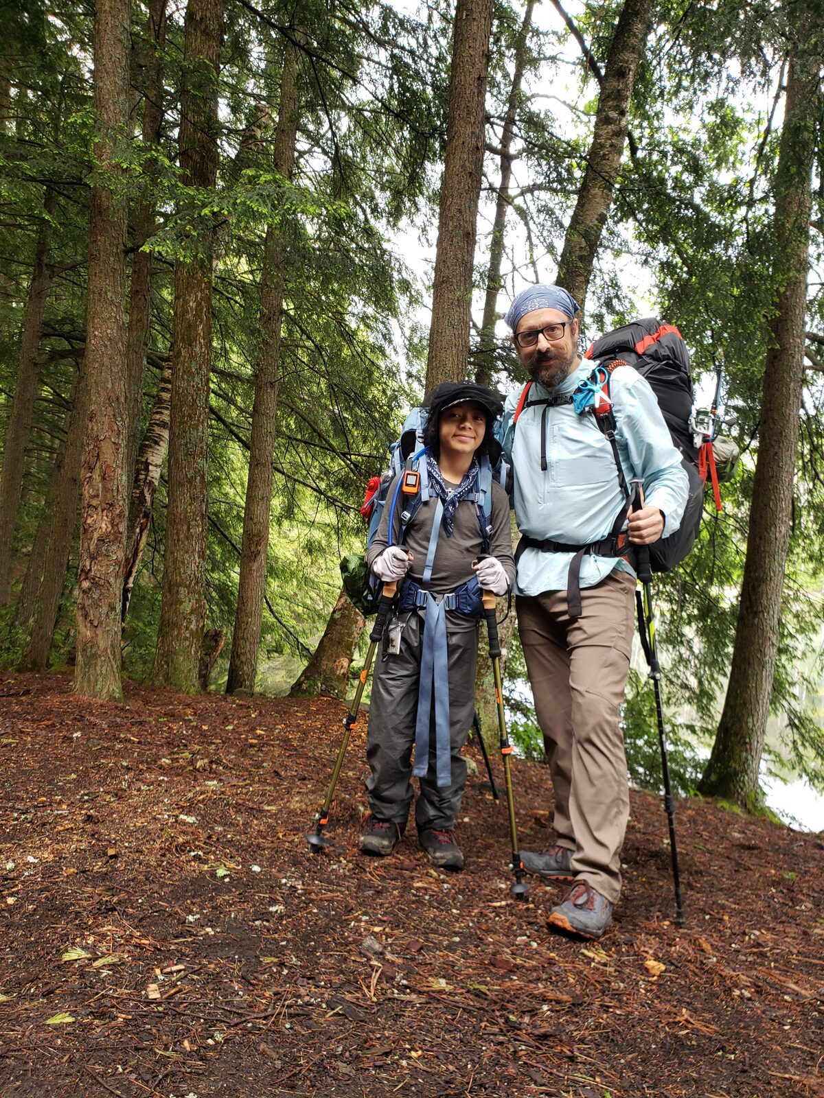 Father and son backpacking in the Adirondacks