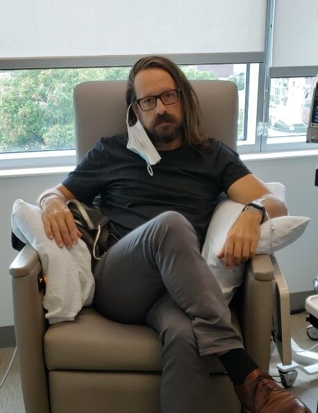 The 'Fatal Attraction' leg-cross in the chemo chair