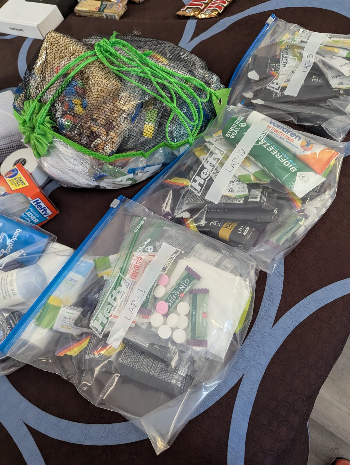 Drop bags for an ultramarathon