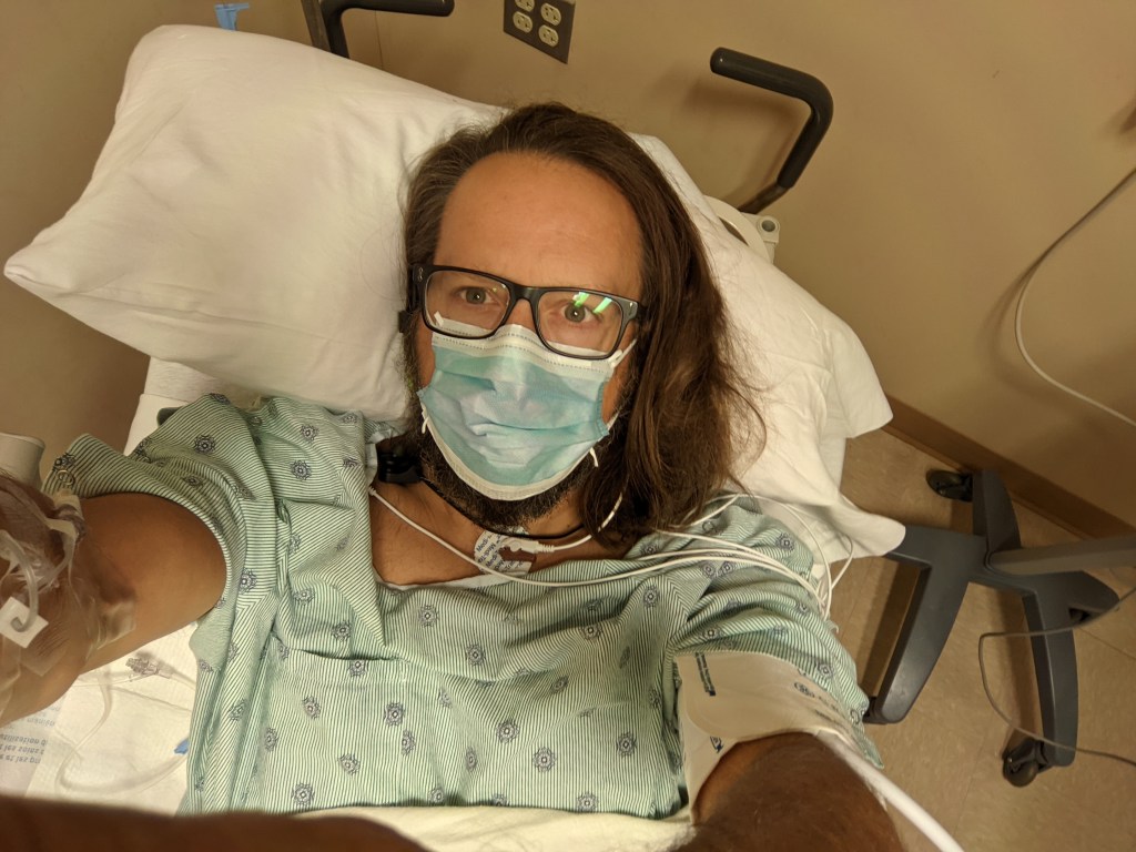 Selfie in hospital bed